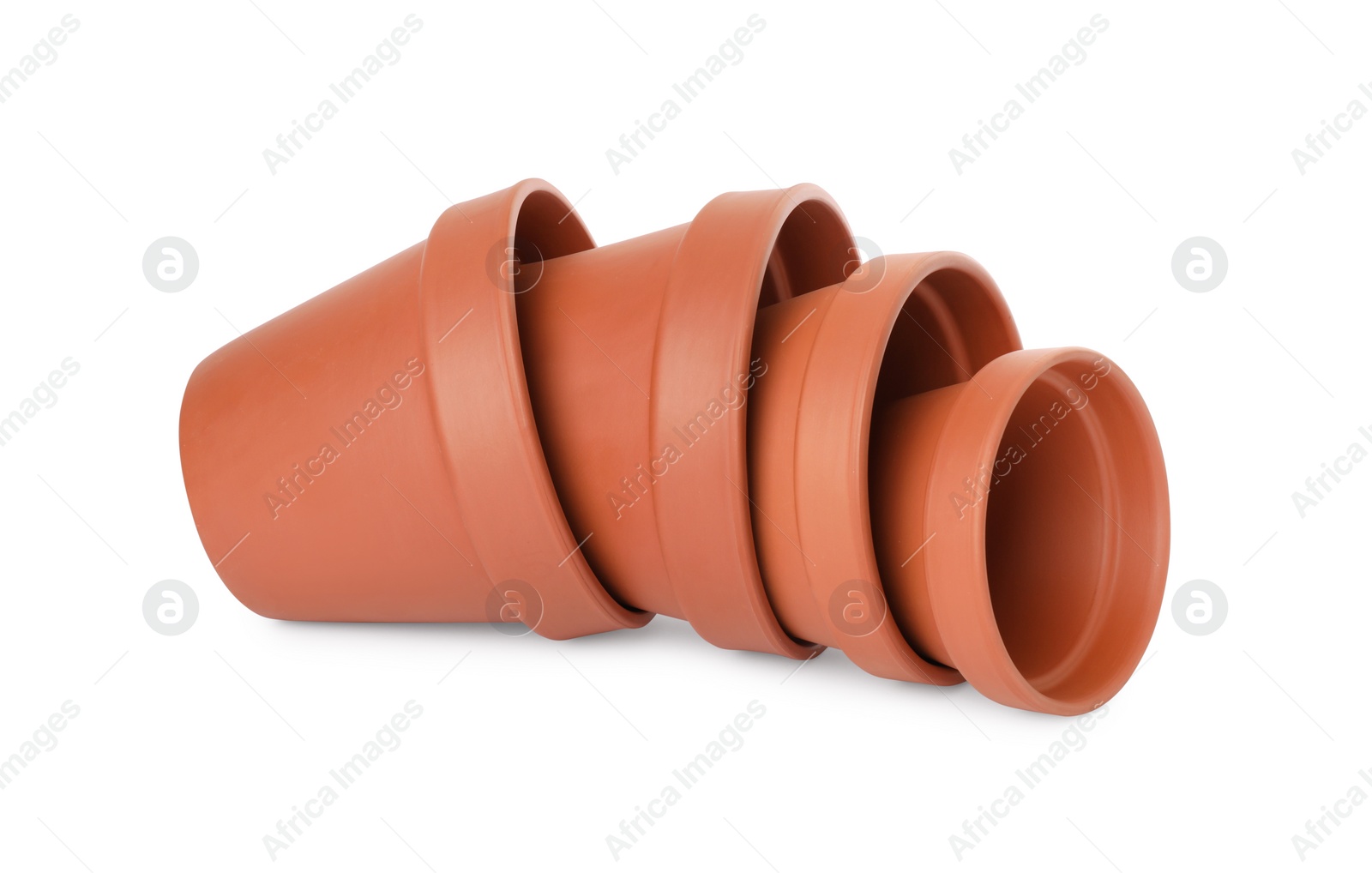 Photo of Empty clay flower pots isolated on white