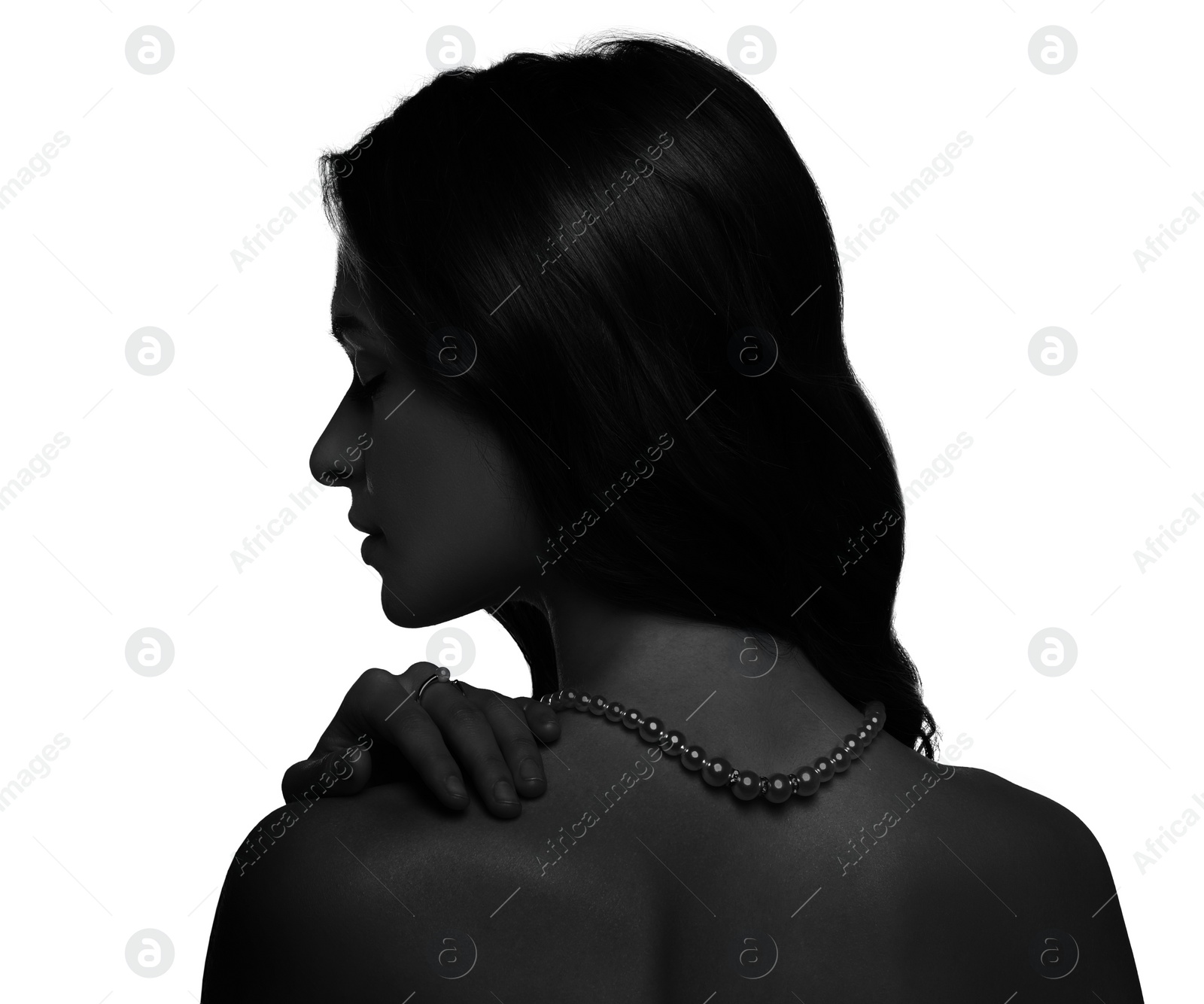 Image of Silhouette of one woman isolated on white