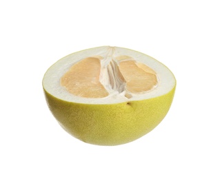 Half of yellow pomelo fruit isolated on white