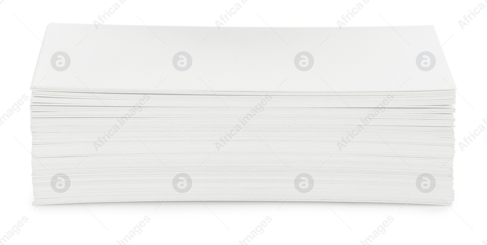 Photo of Stack of business cards on white background. Mockup for design