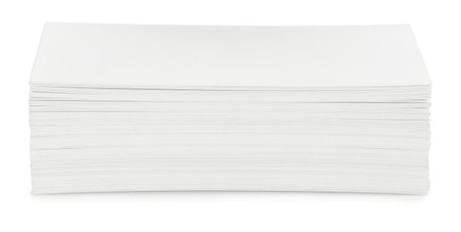 Photo of Stack of business cards on white background. Mockup for design