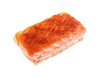 Photo of Piece of tasty grilled salmon isolated on white