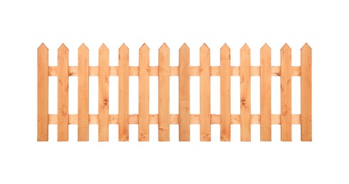 Wooden fence on white background. Enclosing structure
