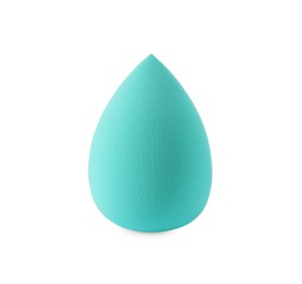 Photo of One turquoise makeup sponge isolated on white