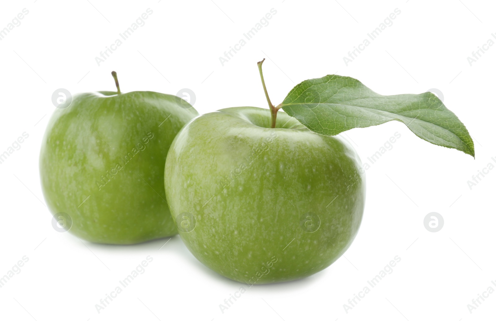 Photo of Fresh green apples on white background