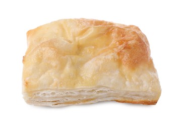 Photo of Puff pastry. One delicious fresh bun isolated on white