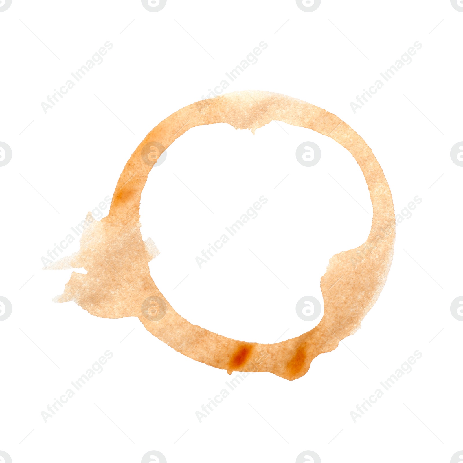 Photo of Coffee cup stain isolated on white, top view