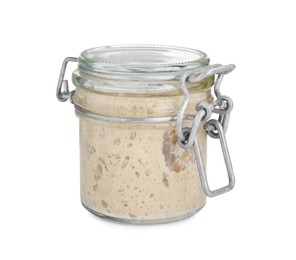 Fresh leaven in glass jar isolated on white