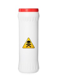Image of Bottletoxic household chemical with warning sign on white background
