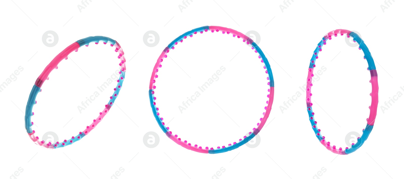 Image of Set of hula hoops isolated on white. Banner design