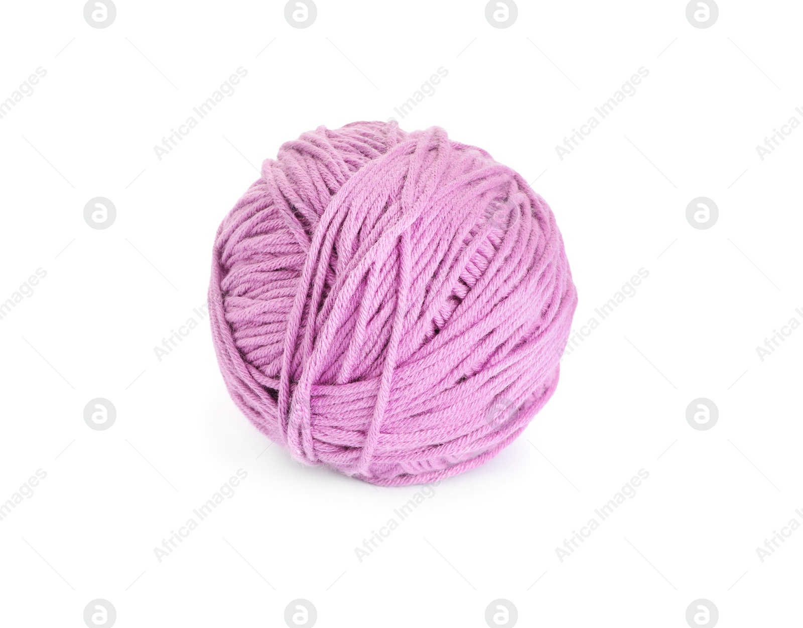 Photo of Soft lilac woolen yarn isolated on white