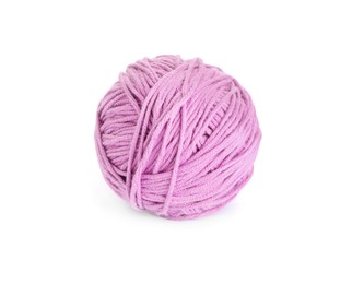 Photo of Soft lilac woolen yarn isolated on white