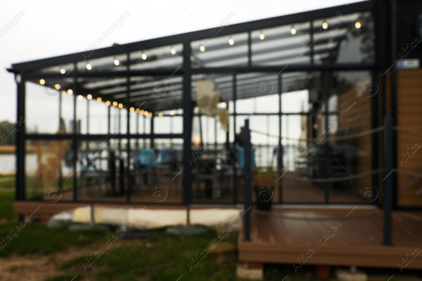 Photo of Restaurant with outdoor terrace for rent, blurred view. Real estate