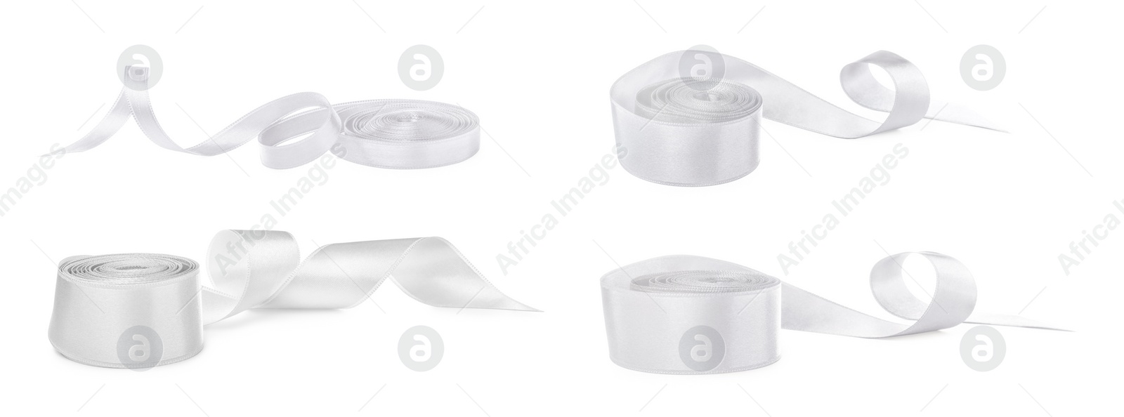 Image of White satin ribbons isolated on white, set