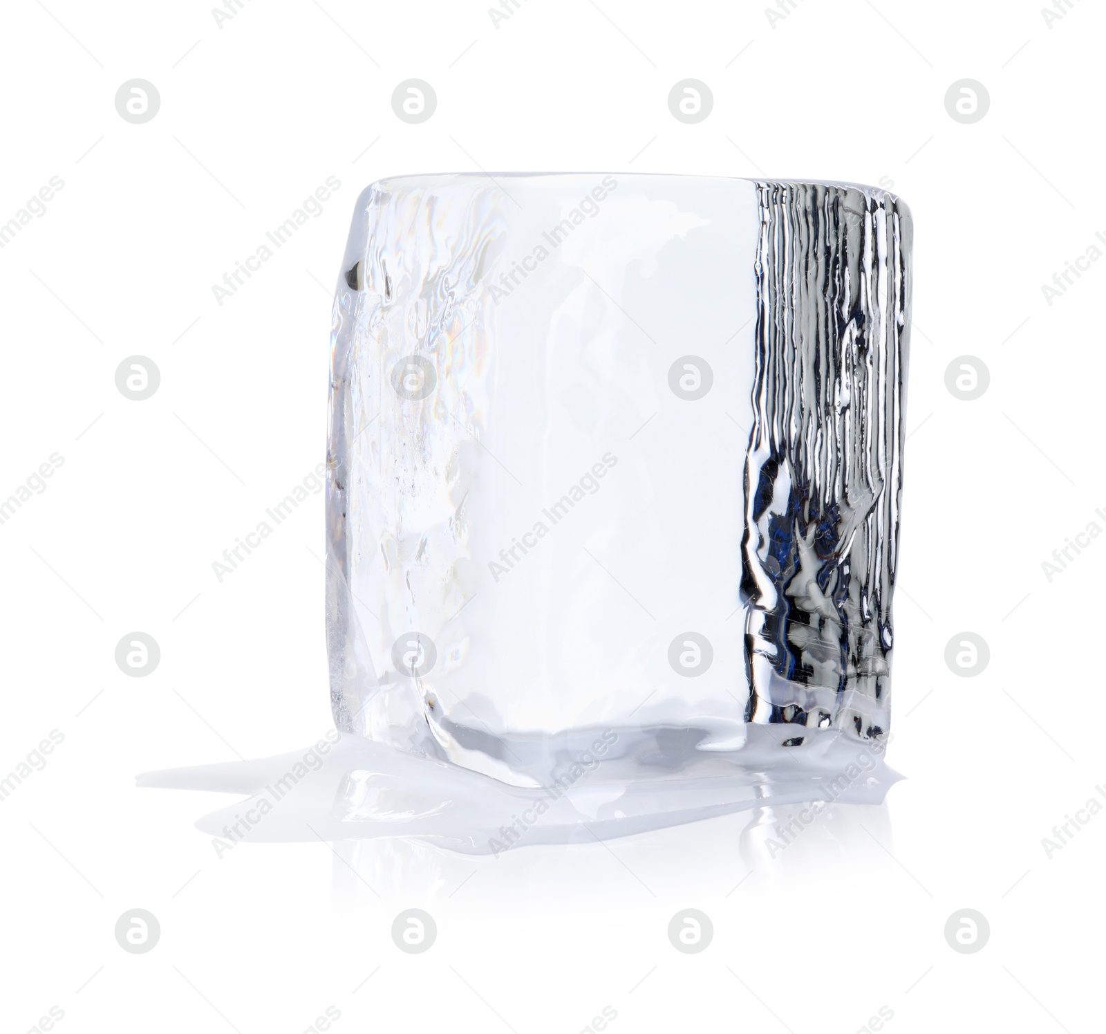 Photo of One block of ice isolated on white