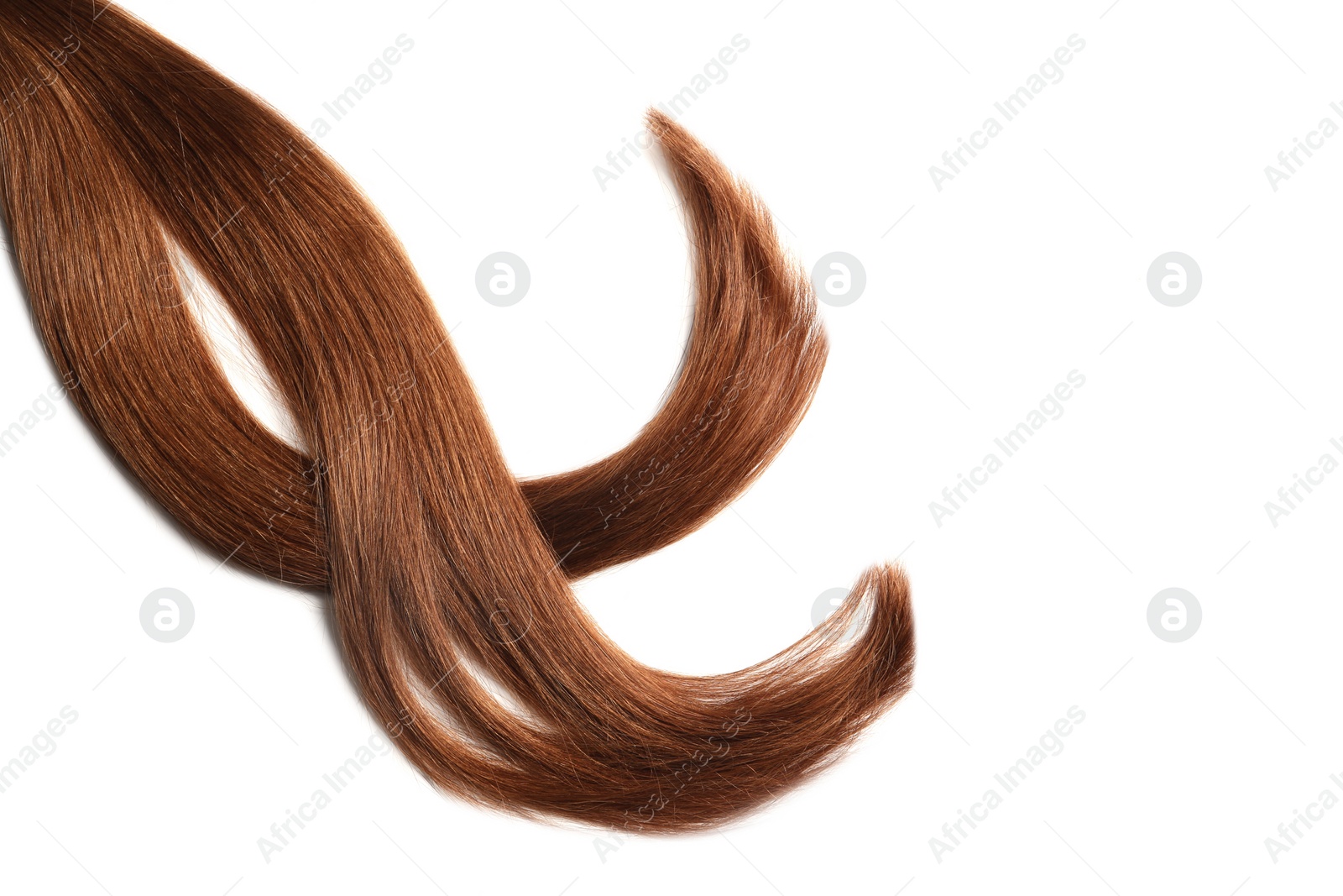 Photo of Locks of healthy red hair on white background