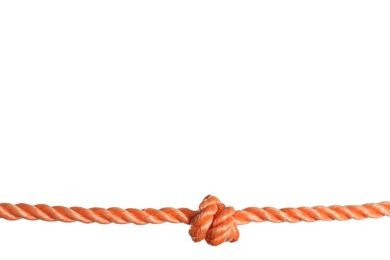 Color rope with knot on white background