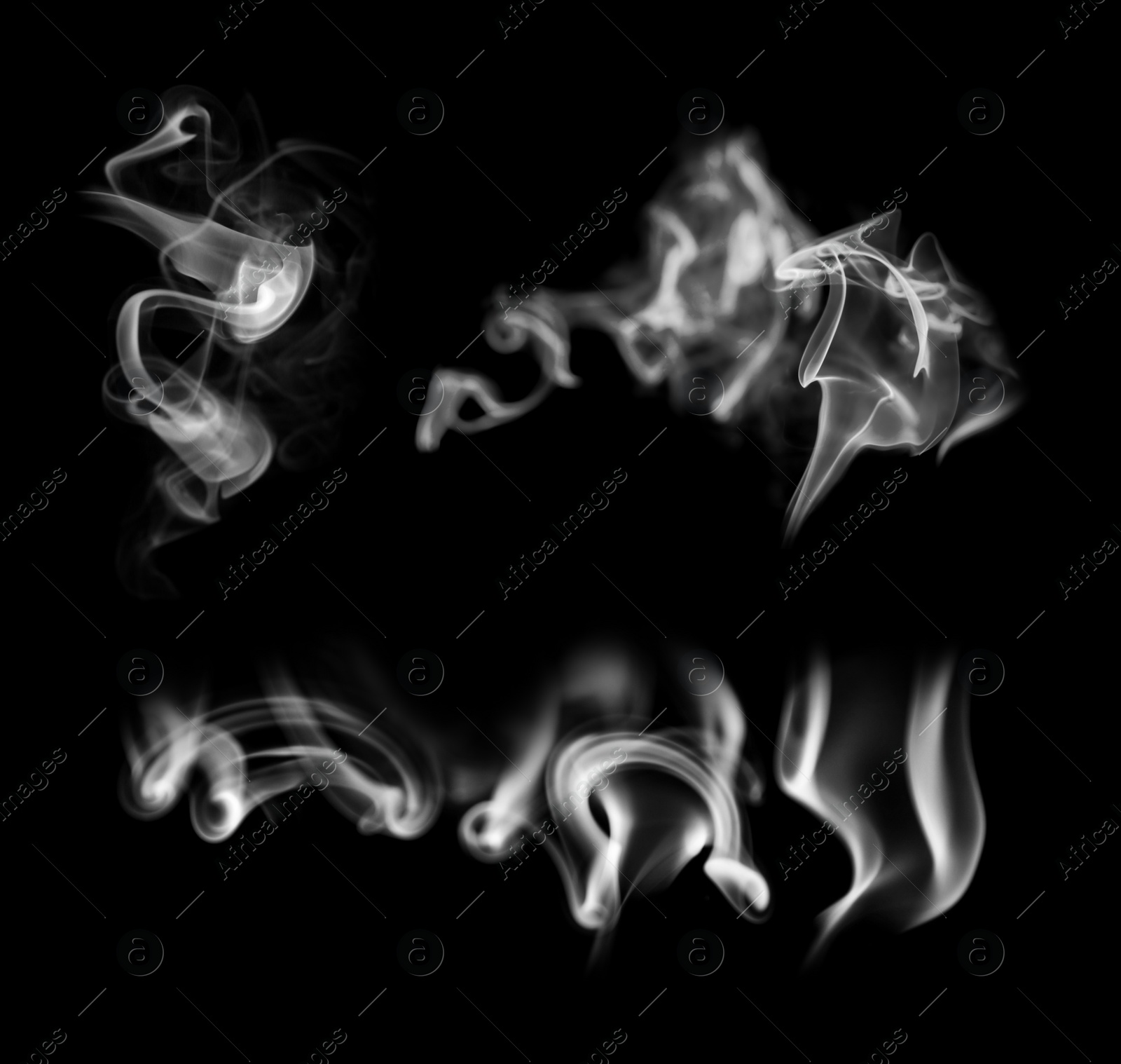 Image of Collection of white smoke on black background