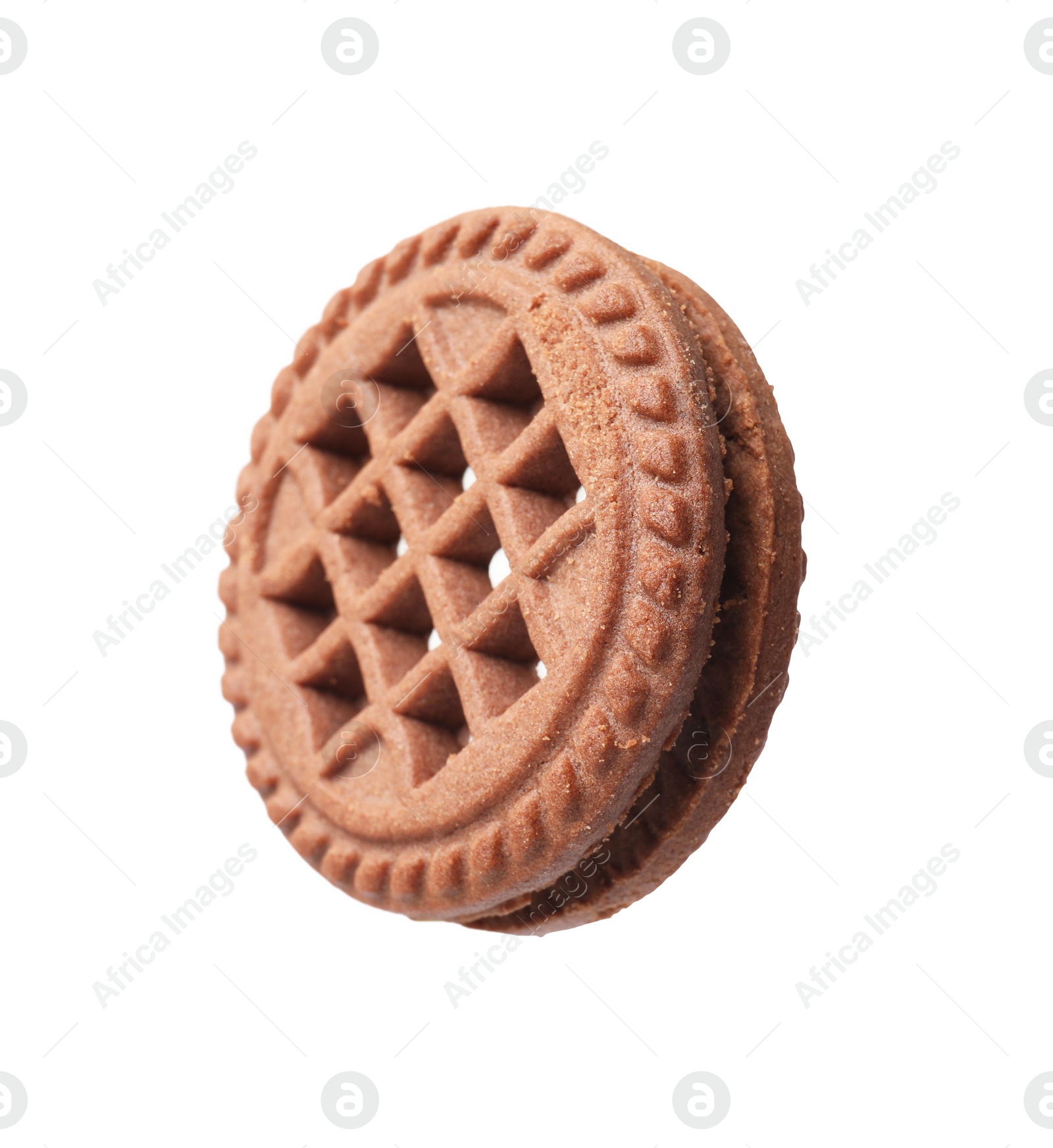 Photo of One tasty sandwich cookie isolated on white