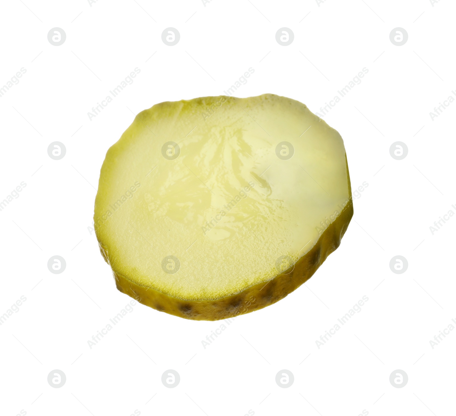 Photo of Slice of pickled cucumber isolated on white