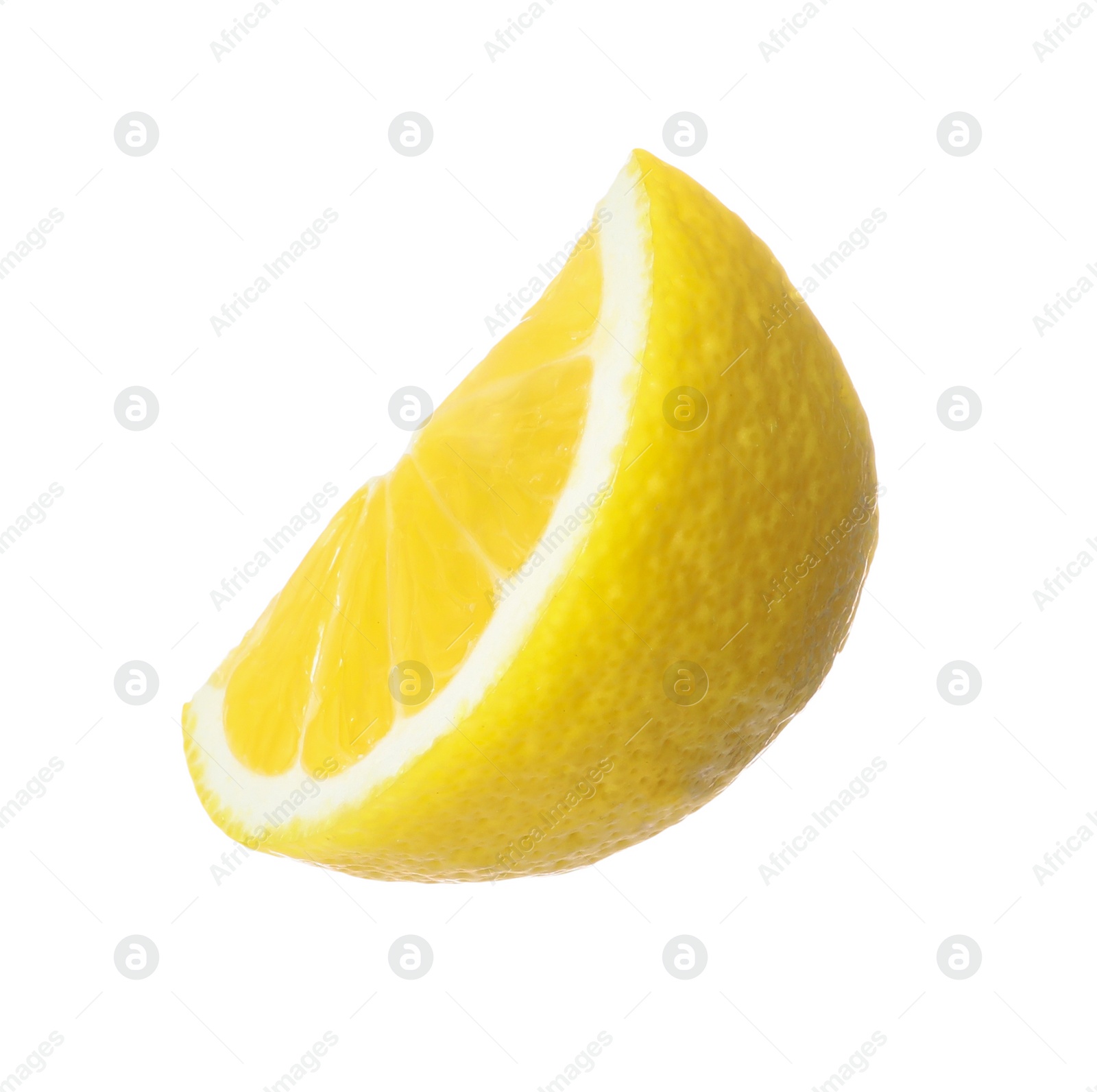 Photo of Fresh ripe lemon slice isolated on white