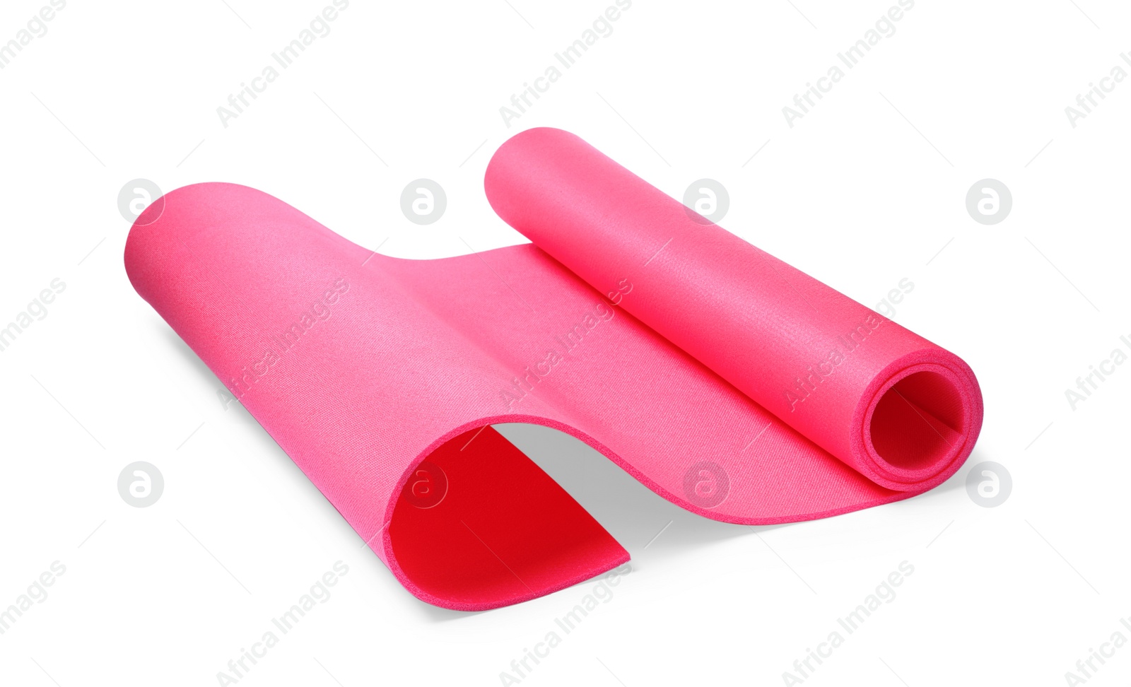 Photo of Bright pink camping mat isolated on white