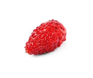 Photo of One ripe wild strawberry isolated on white