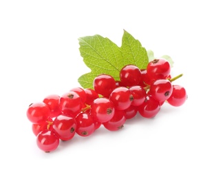 Delicious ripe red currants isolated on white