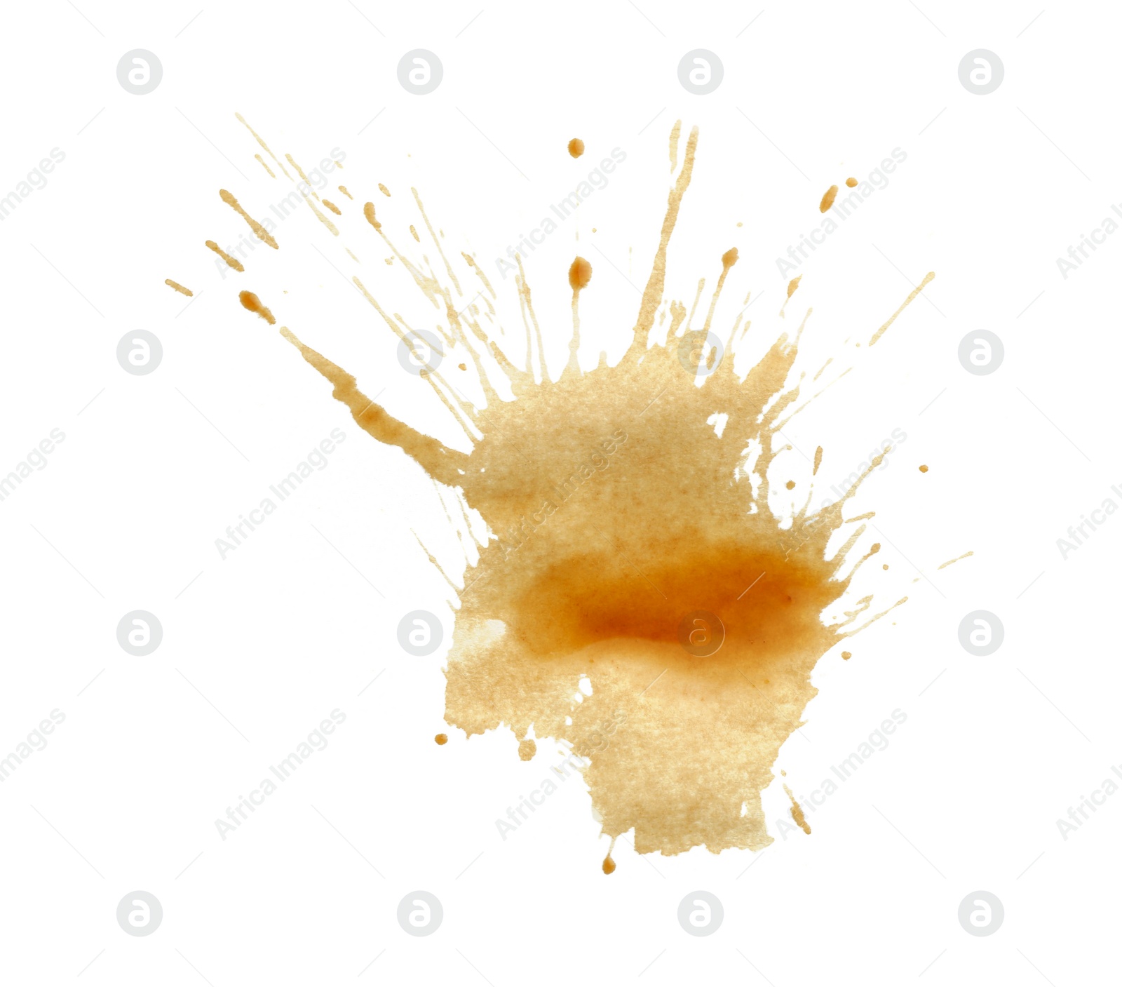 Photo of Dried coffee stain isolated on white, top view