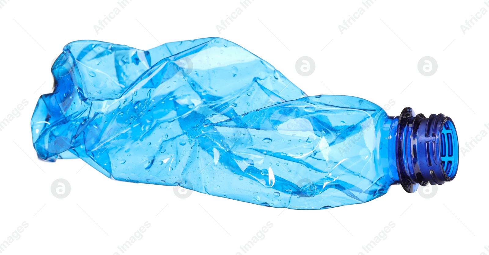 Photo of Crumpled disposable plastic bottle isolated on white