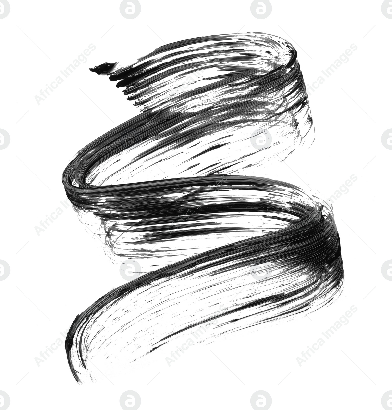 Photo of Smear of black mascara isolated on white, top view