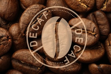 Pile of decaf coffee beans as background, closeup