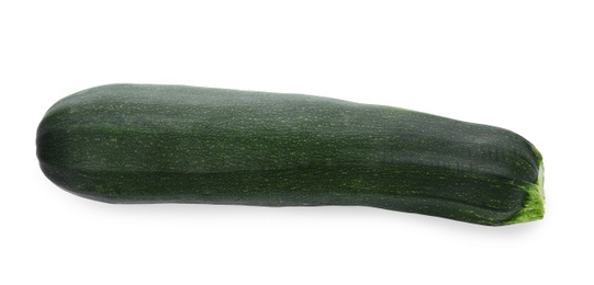 Photo of Fresh ripe green zucchini on white background