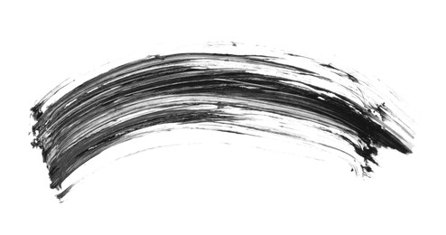 Photo of Smear of black mascara isolated on white, top view