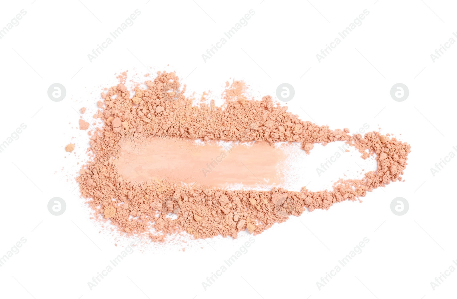 Photo of Loose face powder on white background, top view