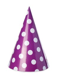 One purple party hat isolated on white