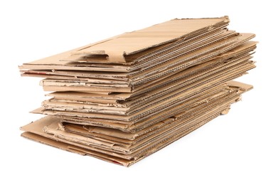 Photo of Stack of cardboard pieces isolated on white