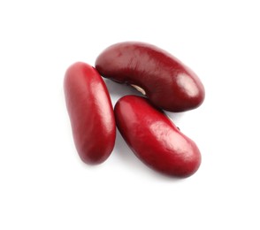 Photo of Pile of red beans on white background, top view