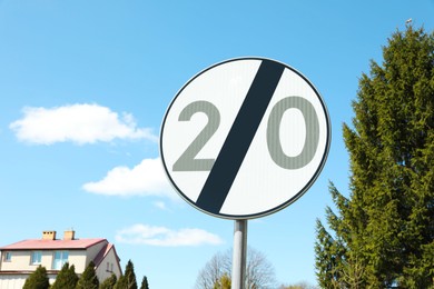 Photo of Traffic sign End Of Limited Speed Zone on city street