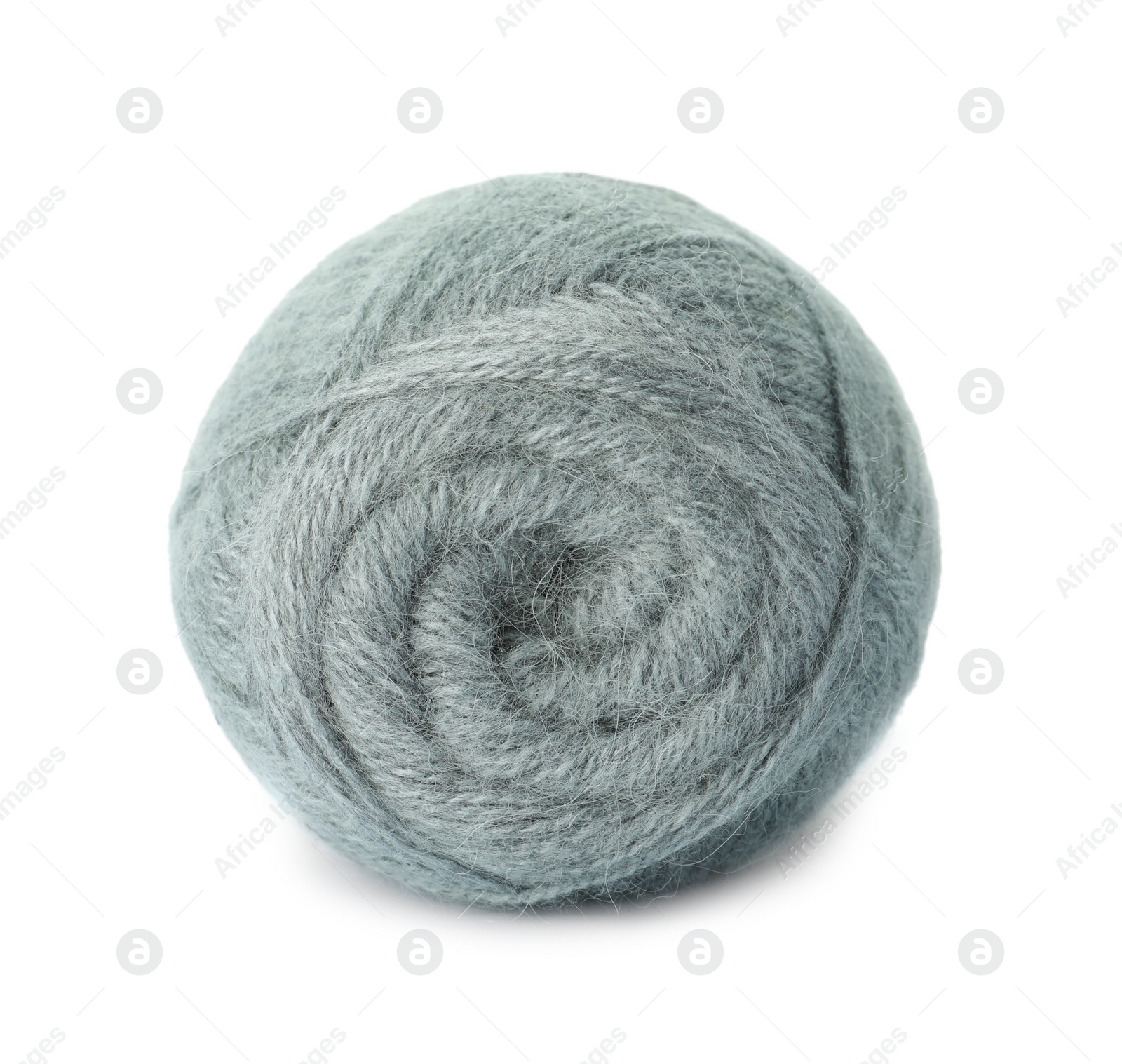 Photo of Soft grey woolen yarn isolated on white