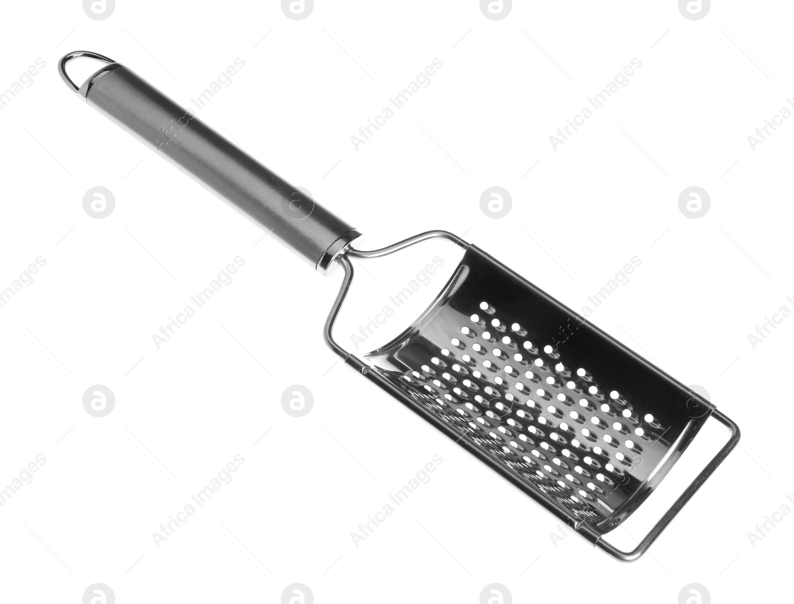 Photo of One metal grater for cheese isolated on white