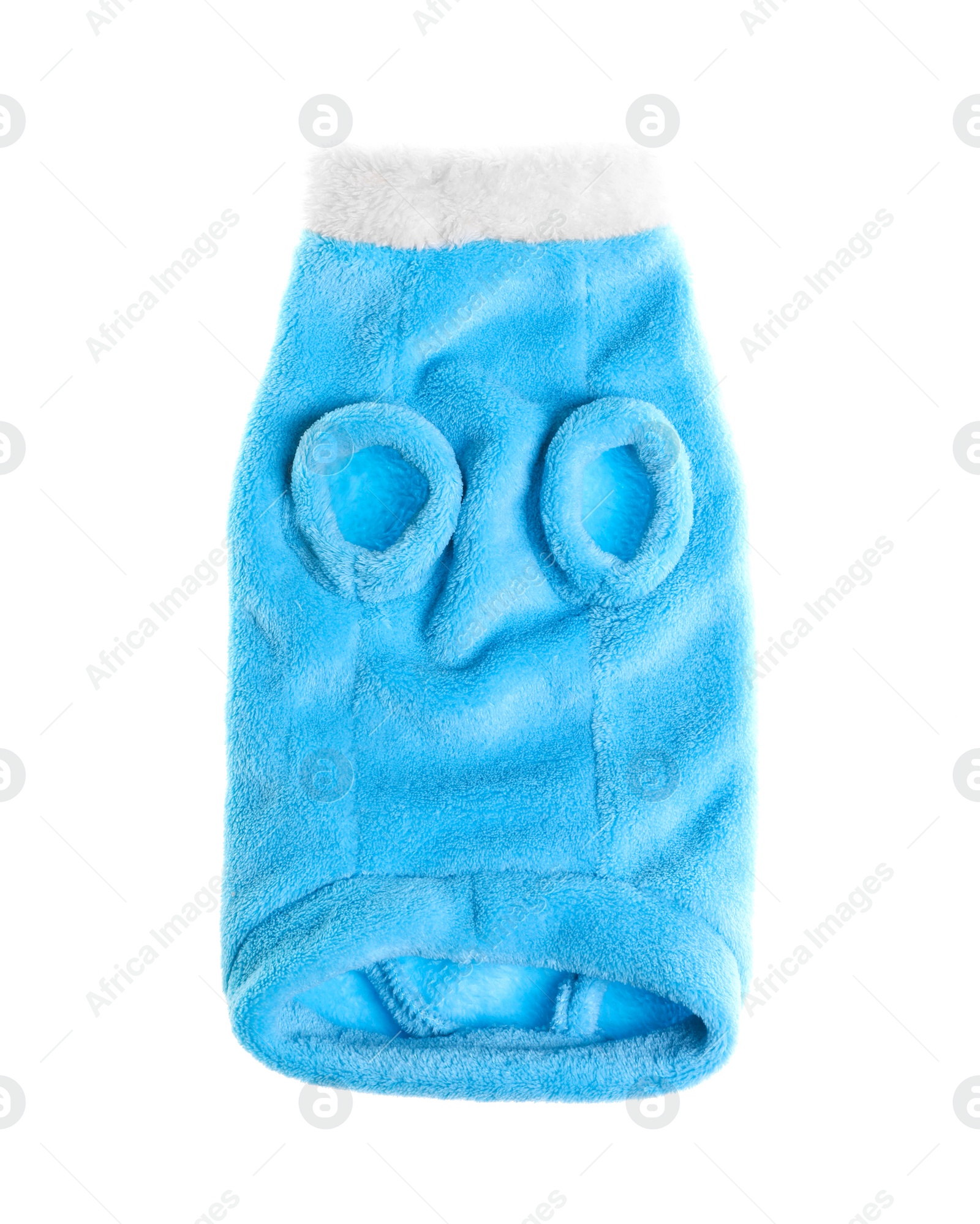 Photo of Stylish dog clothes isolated on white, top view