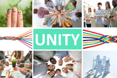 Image of Collage with different photos. Concept of unity and support 