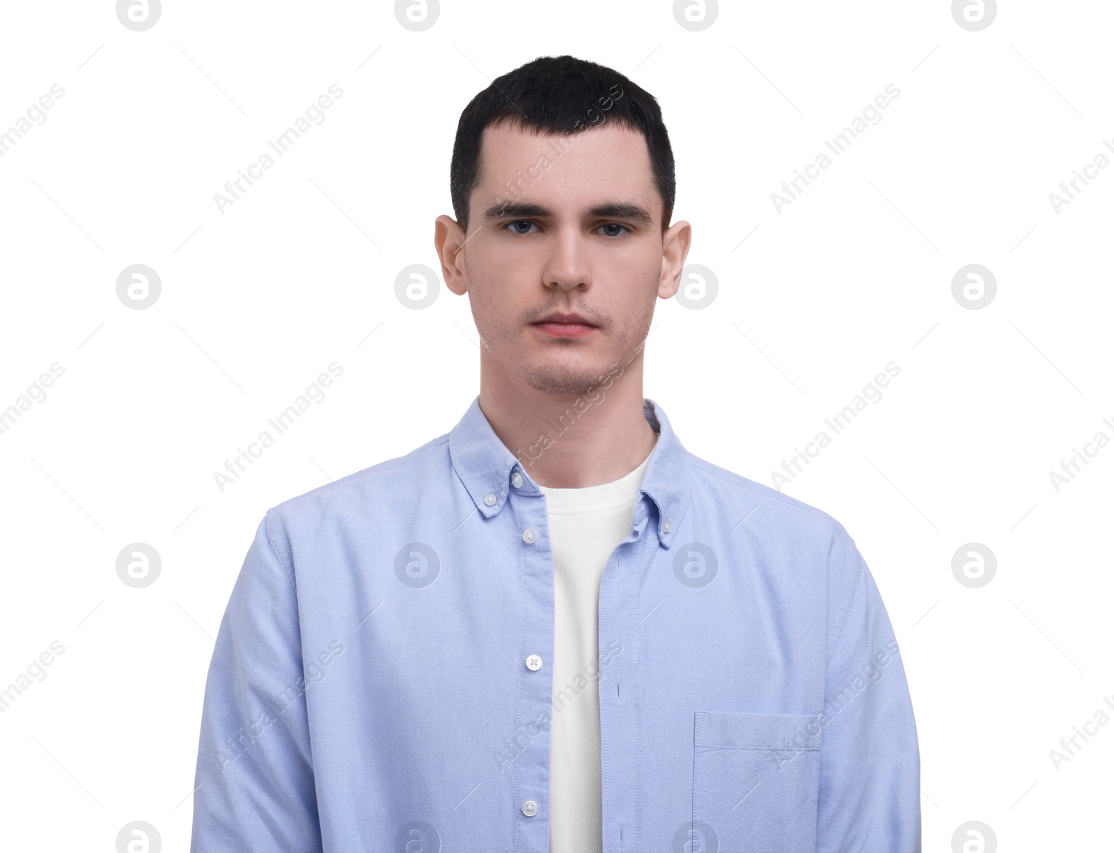 Photo of Portrait of handsome man on white background