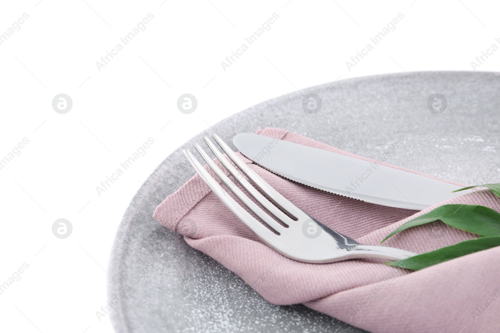 Photo of Stylish elegant table setting on white background