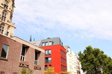 Exterior of beautiful modern residential buildings in city
