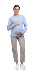 Photo of Beautiful happy pregnant woman isolated on white