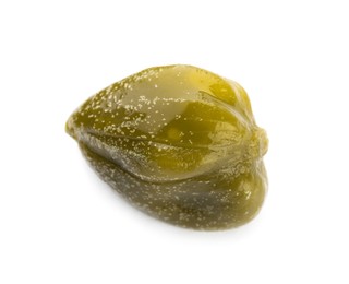 Photo of One delicious pickled caper isolated on white