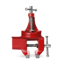 Photo of New modern red vise isolated on white
