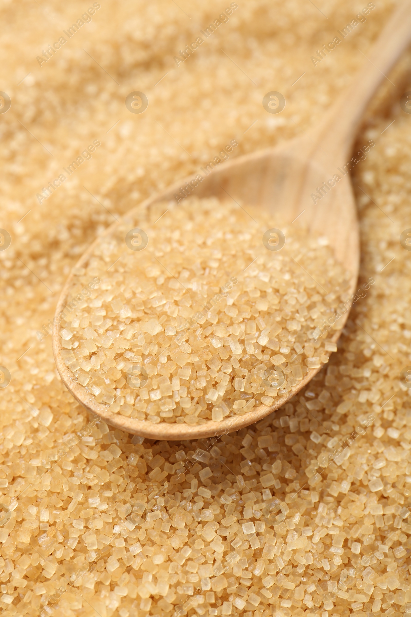 Spoon on granulated brown sugar, closeup view Photo of Spoon on granulated brown sugar, closeup view